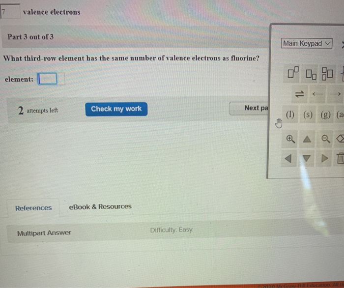 Solved valence electrons Part 3 out of 3 Main Keypad What Chegg