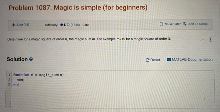 Solved Problem 1087. Magic is simple (for beginners) Like | Chegg.com