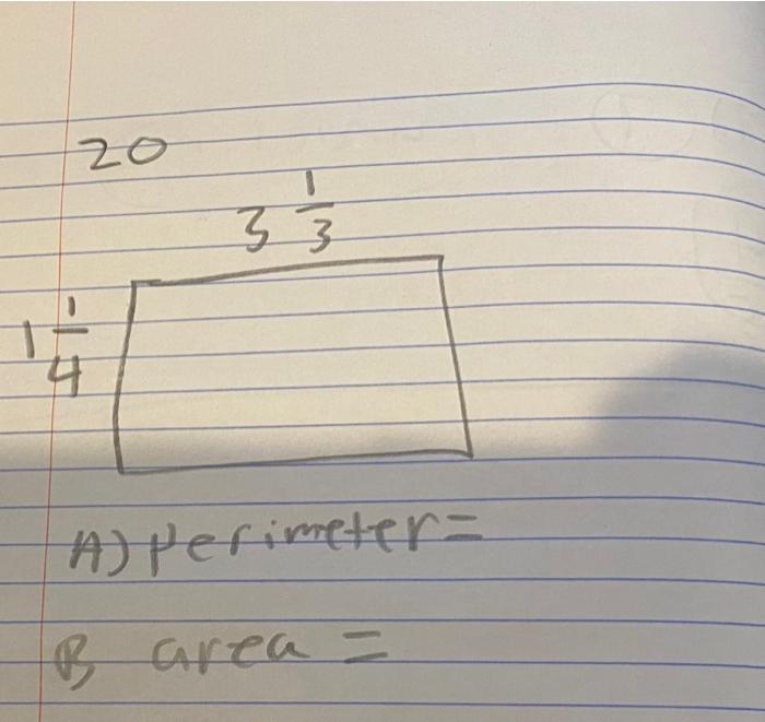 Solved A) Perimeter= B Area = | Chegg.com