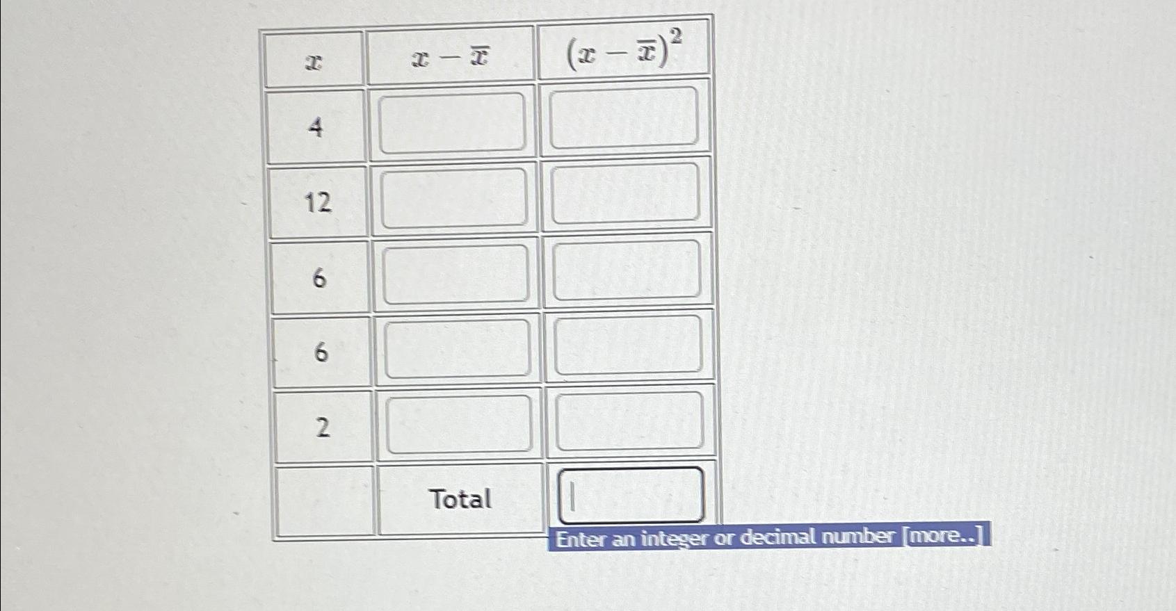 Solved \table[[x,xx‾,(xx‾)2