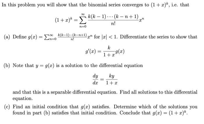 Solved In This Problem You Will Show That The Binomial Chegg Com