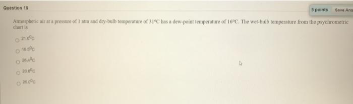 Solved 5 points Save Ans Question 10 Atmospheric air at a | Chegg.com