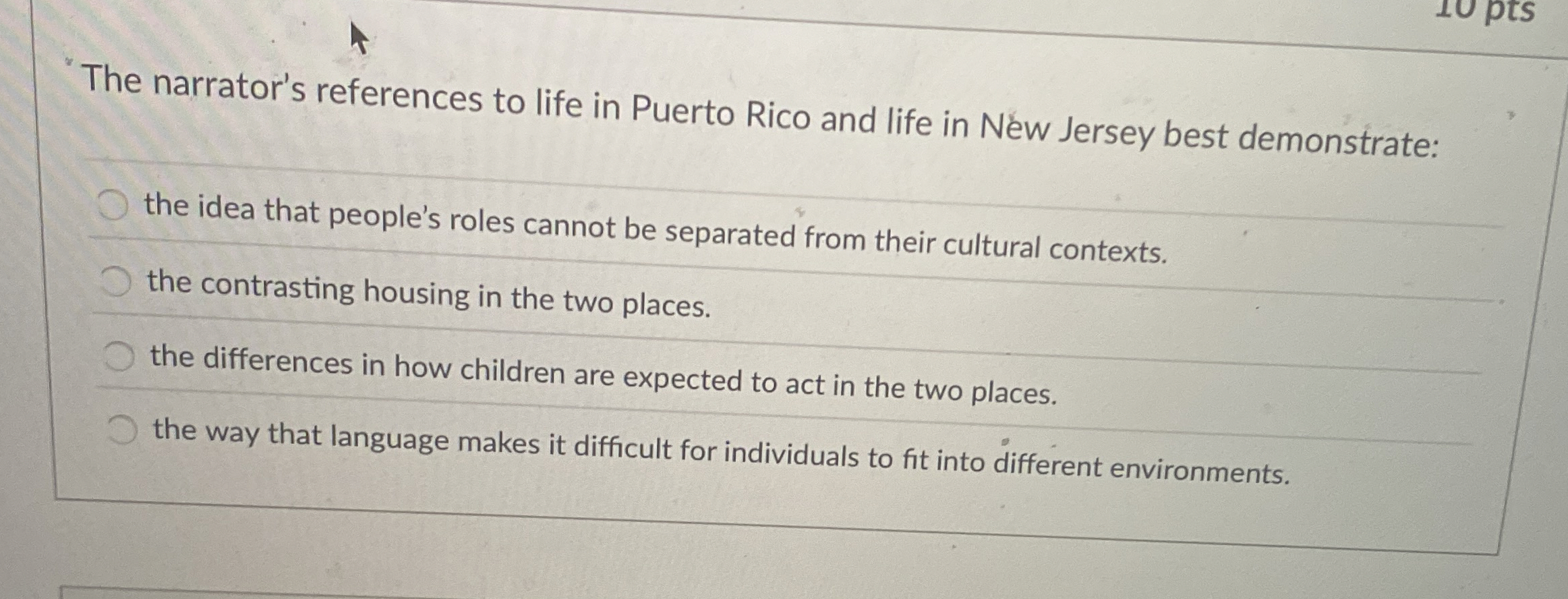 Solved The narrator's references to life in Puerto Rico and | Chegg.com