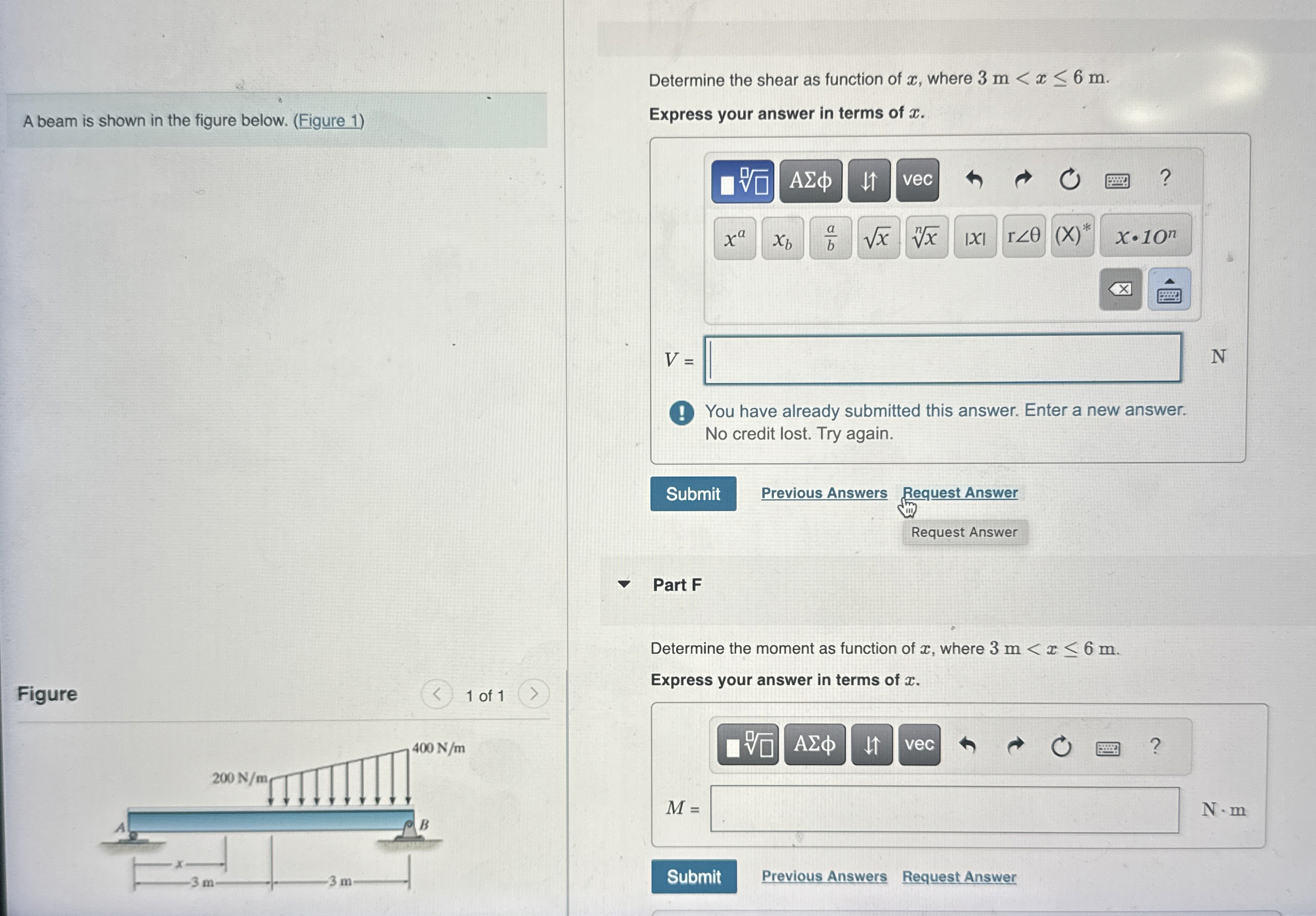Solved A beam is shown in the figure below. (Figure | Chegg.com