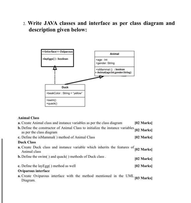 Solved 2. Write JAVA classes and interface as per class | Chegg.com