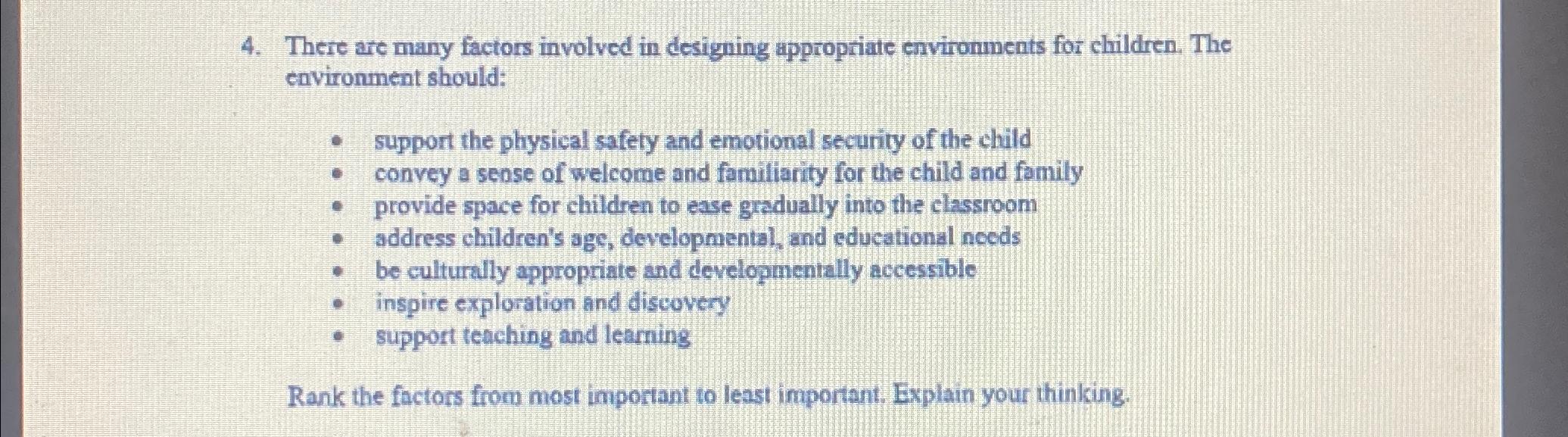 Solved There are many factors involved in designing | Chegg.com