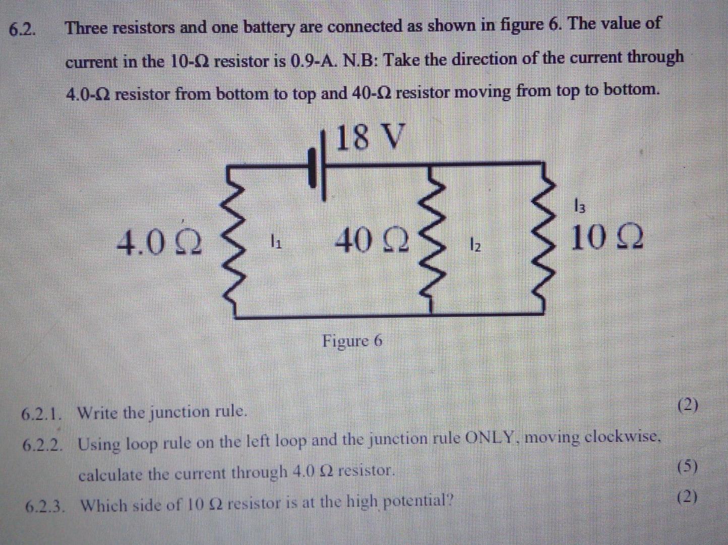 Solved 6.2. Three Resistors And One Battery Are Connected As | Chegg.com