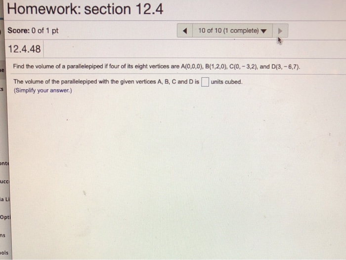 Solved Homework: section 12.4 8 of 10 (1 complete) HW Score | Chegg.com