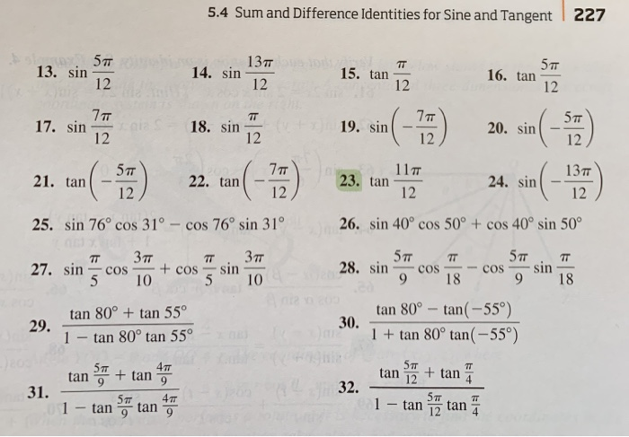 Solved 5 4 Sum And Difference Identities For Sine And Chegg verify-identity-involving-sum-difference-formula-for-tangent-function