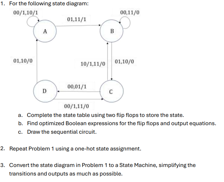 Solved For the following state diagram:Repeat Problem 1 | Chegg.com