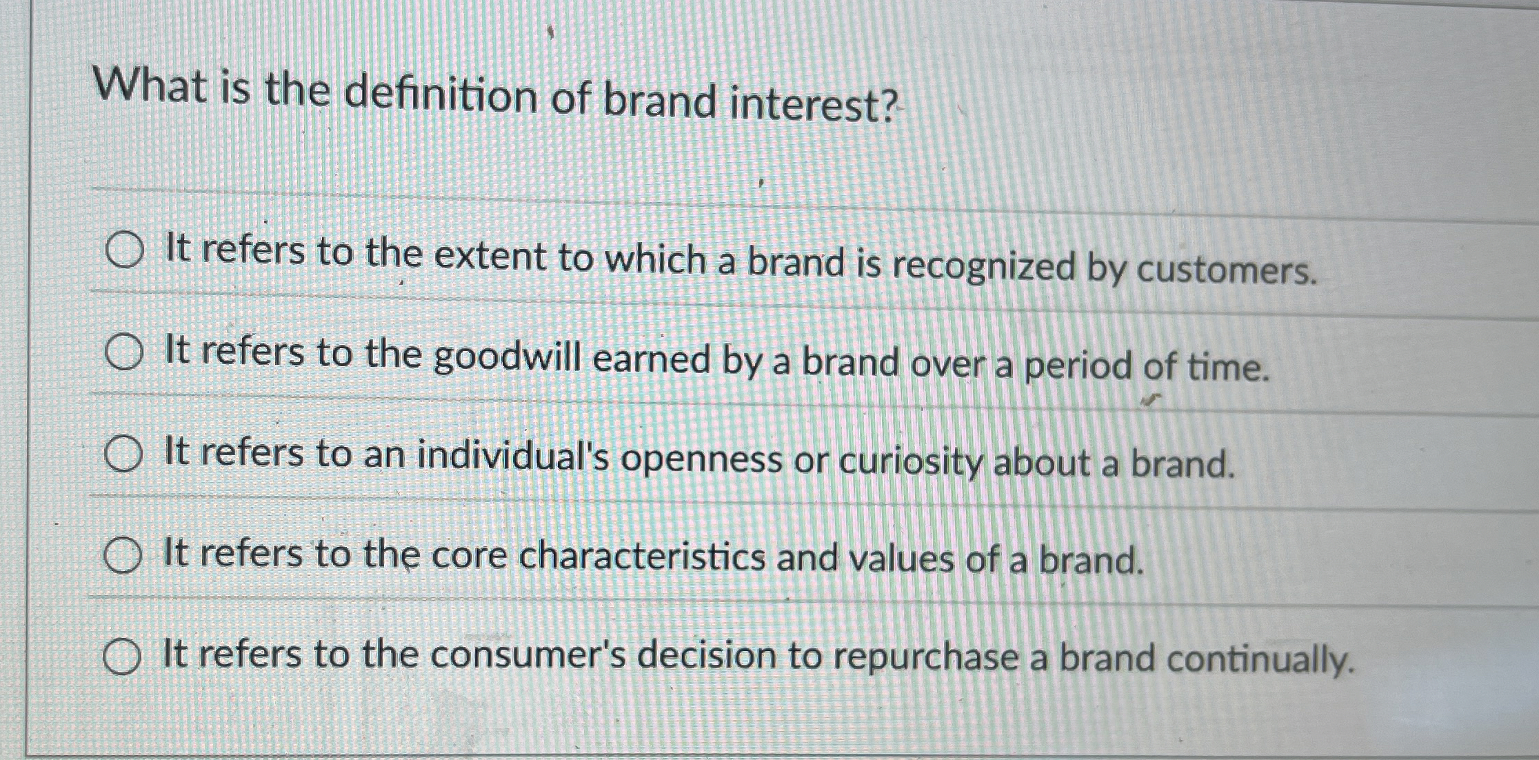 Solved What is the definition of brand interest?It refers to | Chegg.com