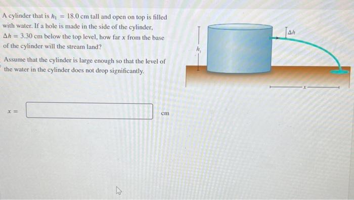 Solved A cylinder that is h1=18.0 cm tall and open on top is