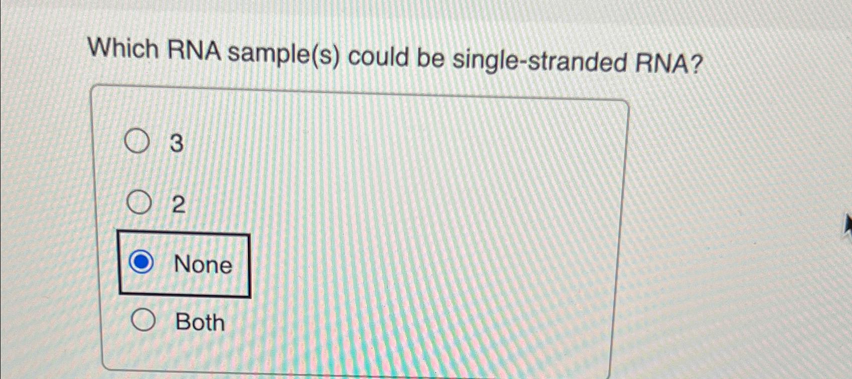 Solved Which RNA sample(s) ﻿could be single-stranded | Chegg.com