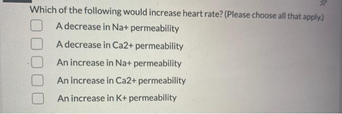 Solved Which of the following would increase heart rate? | Chegg.com