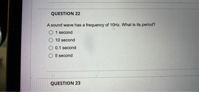 what is frequency of sound wave whose time period is 0.05 second