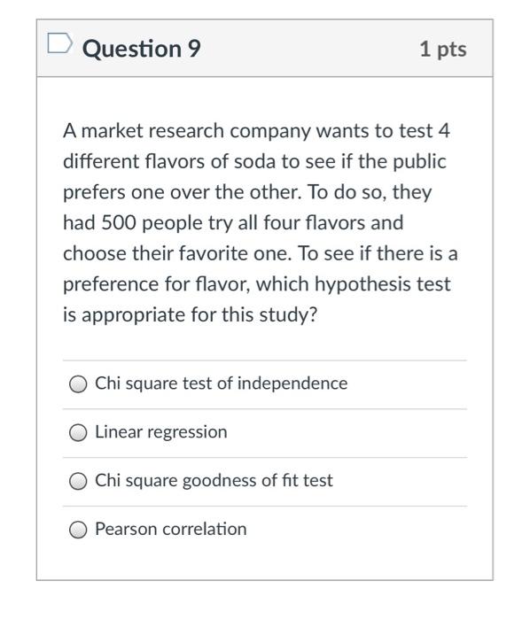 Solved Question 9 1 Pts A Market Research Company Wants To Chegg