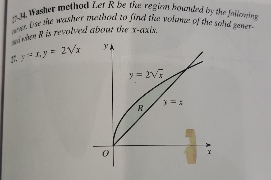 Solved curves. Use the washer method to find the volume of | Chegg.com