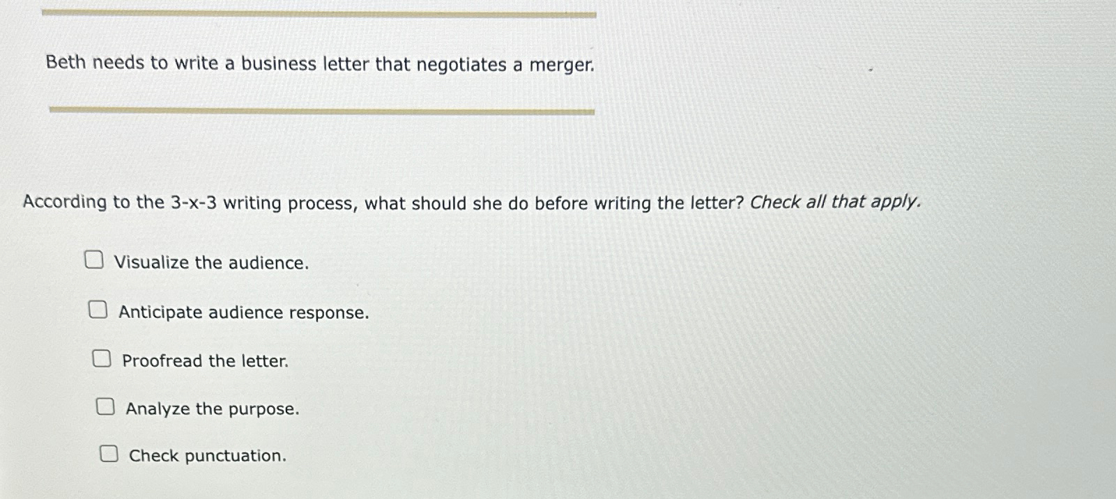 Solved Beth needs to write a business letter that negotiates | Chegg.com