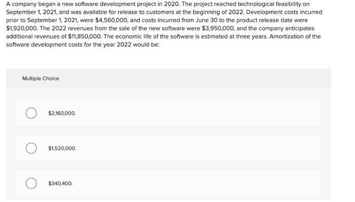 Solved A Company Began A New Software Development Project In | Chegg.com