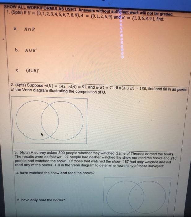 Solved Show All Workformulas Used Answers Without Suffic Chegg Com