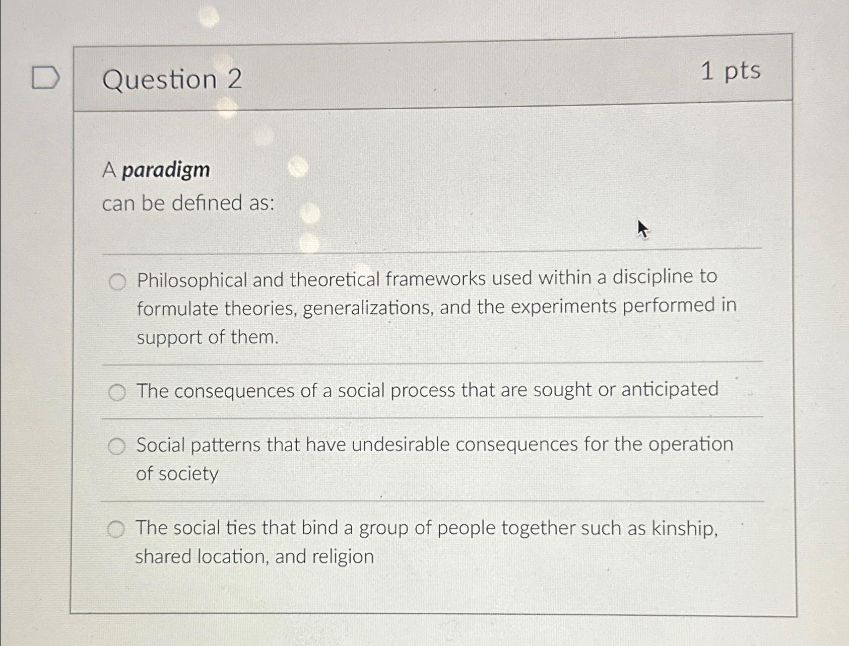 Solved Question 21 ﻿ptsA paradigmcan be defined | Chegg.com