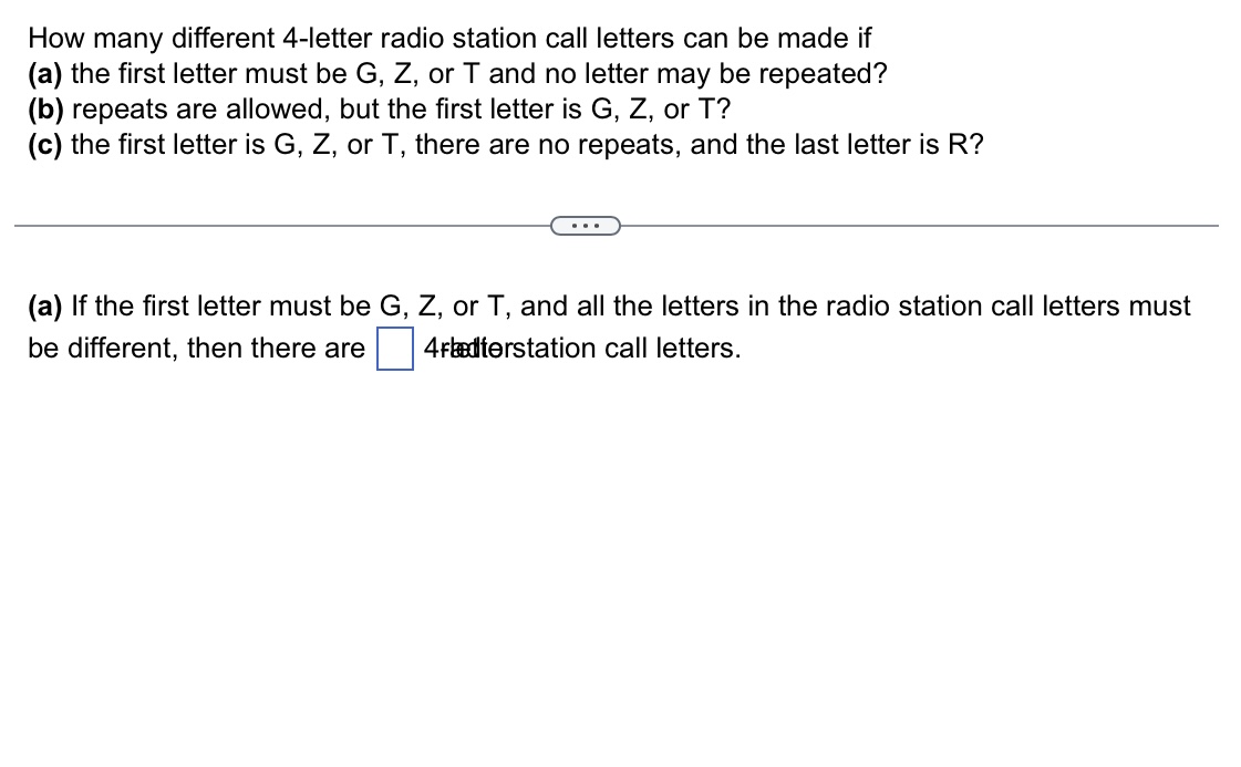 Solved How many different 4letter radio station call