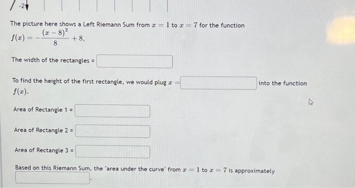 Solved The picture here shows a Left Riemann Sum from x=1 to | Chegg.com