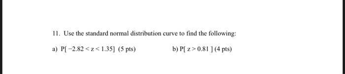 Solved 11. Use the standard normal distribution curve to | Chegg.com