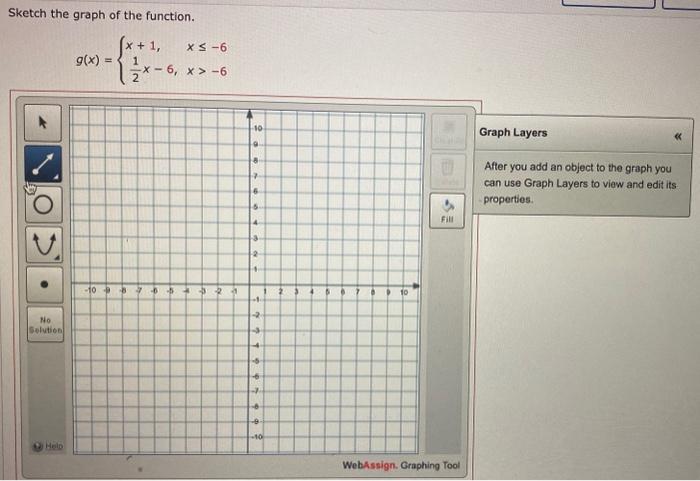 Sketch the graph of the function.
\[
g(x)=\left\{\begin{array}{ll}
x+1, & x \leq-6 \\
\frac{1}{2} x-6, & x>-6
\end{array}\rig