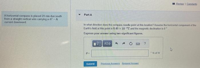Solved Review Constants Part A A horizontal compass is | Chegg.com