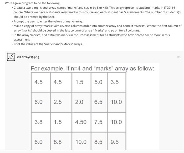 Solved Write a Java program to do the following: • Create a | Chegg.com