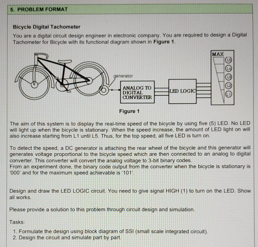 Solved 5. PROBLEM FORMAT Bicycle Digital Tachometer You are Circuit Diagram