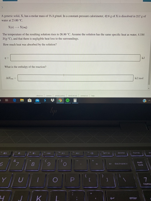 Solved A Generic Solid X Has A Molar Mass Of 75 3 G Mol Chegg Com