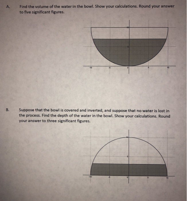 Solved A. Find the volume of the water in the bowl. Show