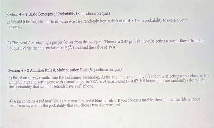 Solved Section 4 - 1 Basic Concepts Of Probability (3 | Chegg.com