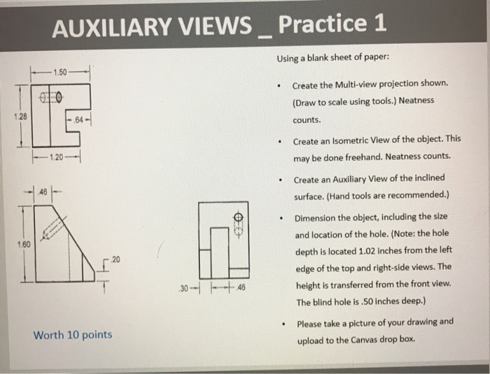 Solved AUXILIARY VIEWS Practice 1 Using A Blank Sheet Of | Chegg.com