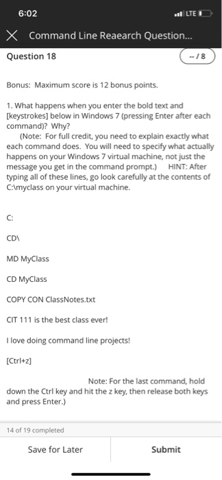 Solved 6:02 .. LED x Command Line Reaearch Question... | Chegg.com