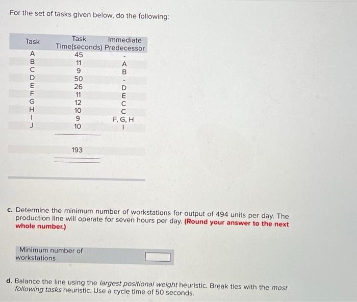 Solved For The Set Of Tasks Given Below, Do The Following: | Chegg.com