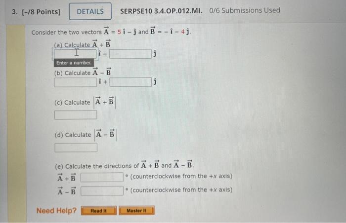 Solved 3. (-/8 Points) DETAILS SERPSE10 3.4.OP.012.MI. 0/6 | Chegg.com