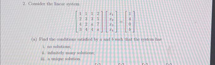 Solved 2. Consider the linear system | Chegg.com