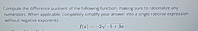 Solved Compute the difference quotient of the following | Chegg.com
