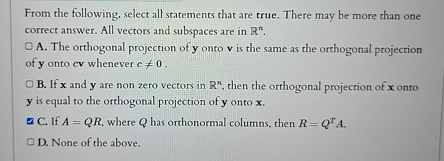Solved From the following, select all statements that are | Chegg.com