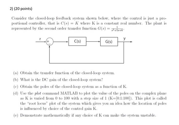 Solved Consider the closed-loop feedback system shown below, | Chegg.com