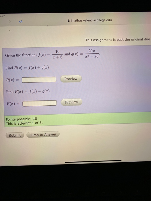Solved ec 7 A imathas.valenciacollege.edu AA This assignment