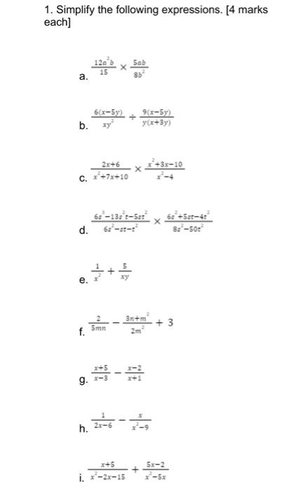 Solved MCR3U - Assignment W2 - Simplifying Rational | Chegg.com