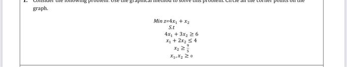 points on the 1102 am up an u 02txlx +5 ²x2 + ¹x 4x₂ + 3x₂ 26 S.t Min z=4x₁ + x₂ ainoid sun asos o por au raude 18 am aso ma