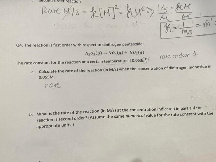 Solved Der Reaction Rate Y Is M Ky S Kh Ch M Aux Chegg Com