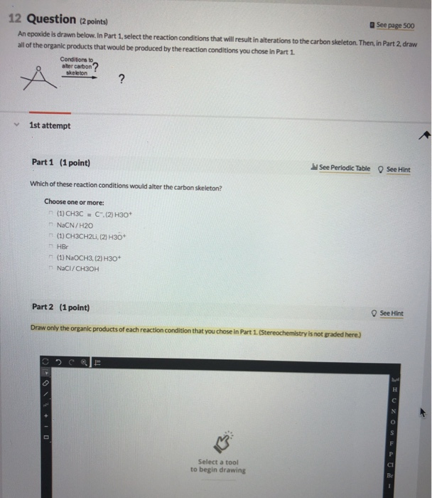 Solved 12 Question (2 points) See page 500 An epoxide is | Chegg.com