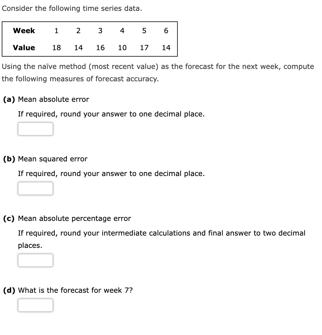 Solved Consider the following time series data. Using the | Chegg.com
