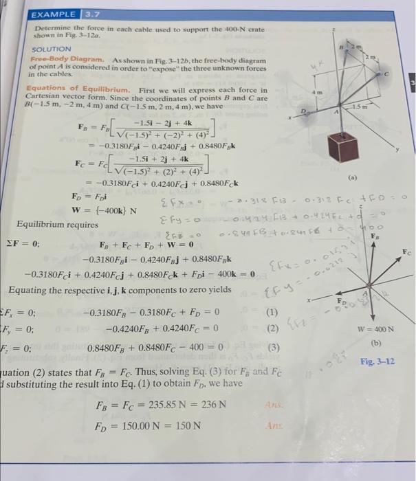 Solved Determine the force in each cable used to support the | Chegg.com